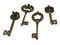 4 Mixed Antique Bronze Key Charms Metal Skeleton Key Charms